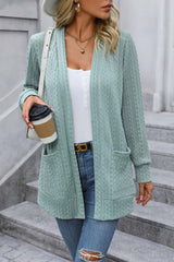 BEAUTIFUL I AM Cable-Knit Long Sleeve Cardigan with Pocket