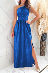 BEAUTIFUL I AM One Shoulder Slit Ruched Maxi Dress