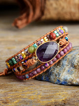 BEAUTIFUL I AM Triple-Layer Amethyst Bracelet Jewelry