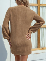 BEAUTIFUL I AM Buttoned V-Neck Sweater Dress