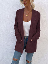 BEAUTIFUL I AM Cable-Knit Open Front Cardigan with Pockets