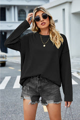 BEAUTIFUL I AM Round Neck Dropped Shoulder Sweater