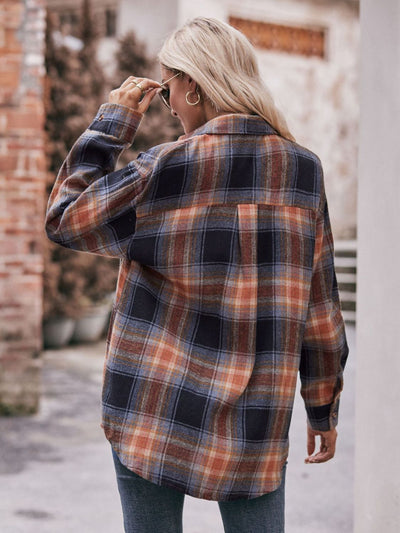 BEAUTIFUL I AM Plaid Dropped Shoulder Longline Shirt