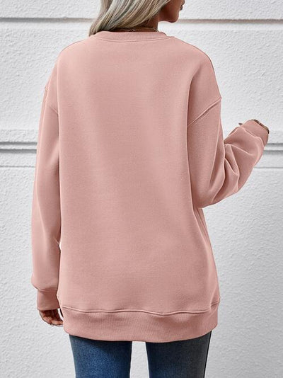 BEAUTIFUL I AM FELIZ NAVIDAD Round Neck Drop Shoulder Sweatshirt