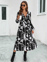 BEAUTIFUL I AM Surplice Neck Long Sleeve Midi Dress