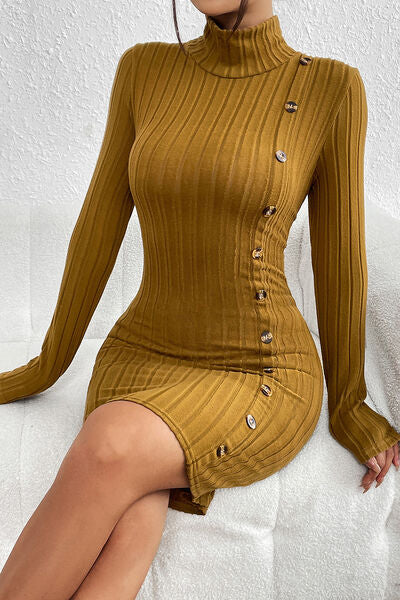 BEAUTIFUL I AM Turtleneck Long Sleeve Mini Dress