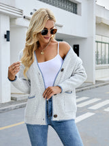 BEAUTIFUL I AM Button Down V-Neck Cardigan with Pockets