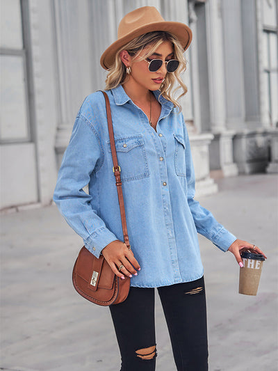 BEAUTIFUL I AM Long Sleeve Denim Shirt Jacket