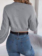 BEAUTIFUL I AM Cable-Knit Round Neck Cropped Sweater