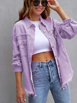 BEAUTIFUL I AM Distressed Drop Shoulder Denim Jacket