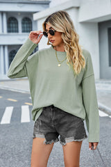 BEAUTIFUL I AM Round Neck Dropped Shoulder Sweater