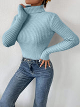 BEAUTIFUL I AM Ribbed Turtleneck Long Sleeve Sweater