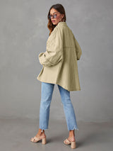 BEAUTIFUL I AM Dropped Shoulder Raw Hem Jacket