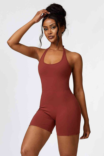 BEAUTIFUL I AM Halter Neck Sports Active Wear Romper