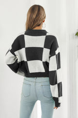 BEAUTIFUL I AM Color Block Round Neck Dropped Shoulder Sweater