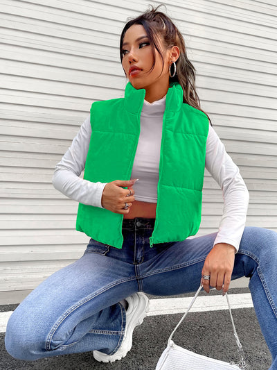 BEAUTIFUL I AM Zip-Up Puffer Vest Jacket