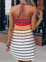 BEAUTIFUL I AM Smocked Sleeveless Striped Mini Dress