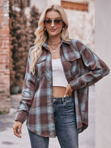 BEAUTIFUL I AM Plaid Dropped Shoulder Longline Shirt