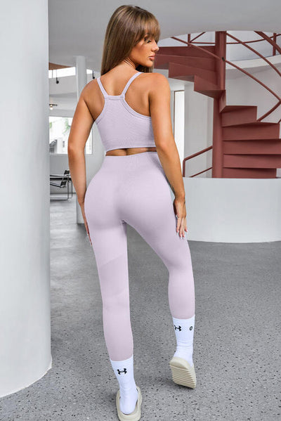 BEAUTIFUL I AM Tank Cropped Active Wear Top and Pants Set