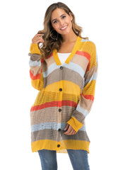 BEAUTIFUL I AM Color Block Openwork Long Sleeve Cardigan