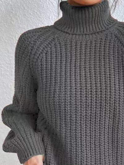 BEAUTIFUL I AM Full Size Turtleneck Rib-Knit Slit Sweater