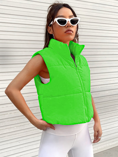 BEAUTIFUL I AM Zip-Up Puffer Vest Jacket