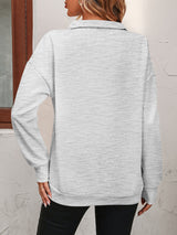 BEAUTIFUL I AM Zip-Up Dropped Shoulder Sweatshirt