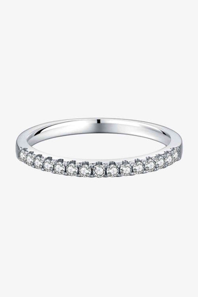 BEAUTIFUL I AM Moissanite Jewelry Platinum-Plated Half-Eternity Ring