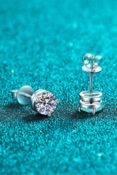 BEAUTIFUL I AM 2 Carat Moissanite Jewelry Rhodium-Plated Stud Earrings