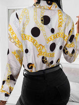 BEAUTIFUL I AM Printed Collared Neck Long Sleeve Shirt