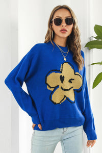 BEAUTIFUL I AM Flower Graphic Drop Shoulder Sweater