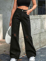 BEAUTIFUL I AM Distressed Wide Leg Jeans