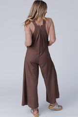 BEAUTIFUL I AM Texture Buttoned Wide Leg Pants Overalls