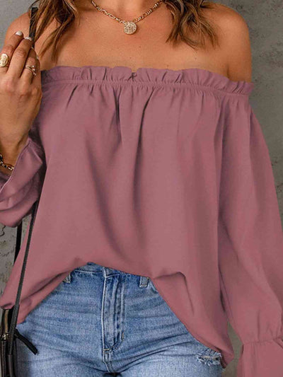 BEAUTIFUL I AM Off-Shoulder Flounce Sleeve Blouse Shirt