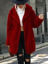 BEAUTIFUL I AM Open Front Ribbed Hooded Jacket Coat