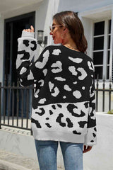 BEAUTIFUL I AM Leopard Drop Shoulder Sweater