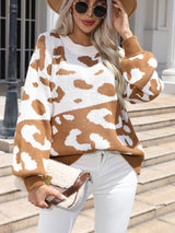 BEAUTIFUL I AM Leopard Drop Shoulder Sweater