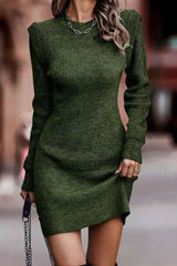 BEAUTIFUL I AM Rib-Knit Round Neck Sweater Dress