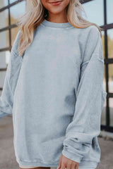 BEAUTIFUL I AM Ribbed Round Neck Drop Shoulder Sweatshirt