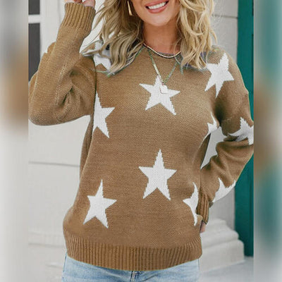 BEAUTIFUL I AM Star Pattern Round Neck Sweater