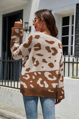 BEAUTIFUL I AM Leopard Drop Shoulder Sweater