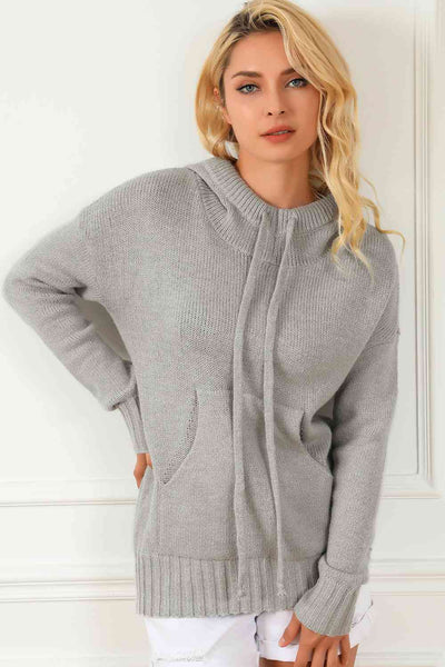 BEAUTIFUL I AM Drawstring Hooded Sweater with Pocket