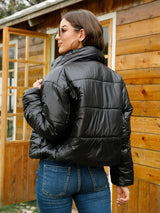 BEAUTIFUL I AM Zip-Up High Neck Puffer Jacket