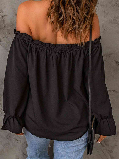 BEAUTIFUL I AM Off-Shoulder Flounce Sleeve Blouse Shirt