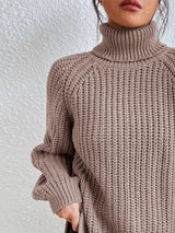 BEAUTIFUL I AM Full Size Turtleneck Rib-Knit Slit Sweater