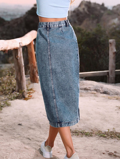 BEAUTIFUL I AM Button Down Denim Skirt