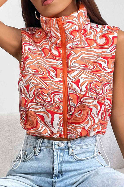 BEAUTIFUL I AM Printed Zip Up Jacket Vest