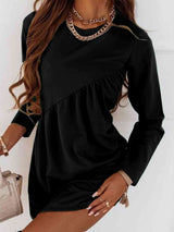 BEAUTIFUL I AM Ruched Round Neck Long Sleeve Dress