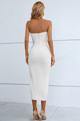 BEAUTIFUL I AM Cutout Strapless Drawstring Detail Split Bandage Dress