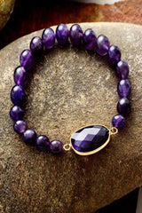 BEAUTIFUL I AM Handmade Amethyst Beaded Bracelet Jewelry